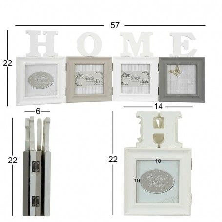 Quattro Cornici per Foto con Scritta Home in Legno