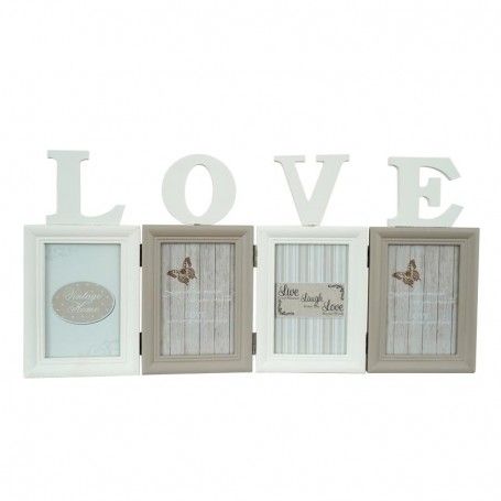 Quattro Cornici per Foto in Legno con scritta Love