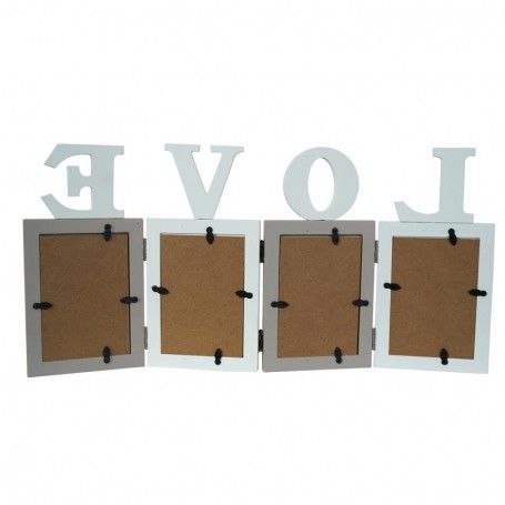 Quattro Cornici per Foto in Legno con scritta Love