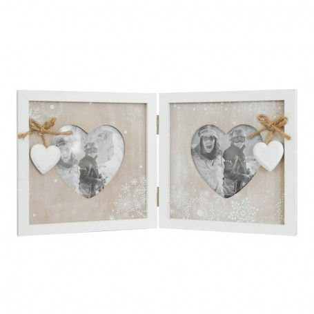 Cornice Doppia per Foto con 2 Cuori in Legno