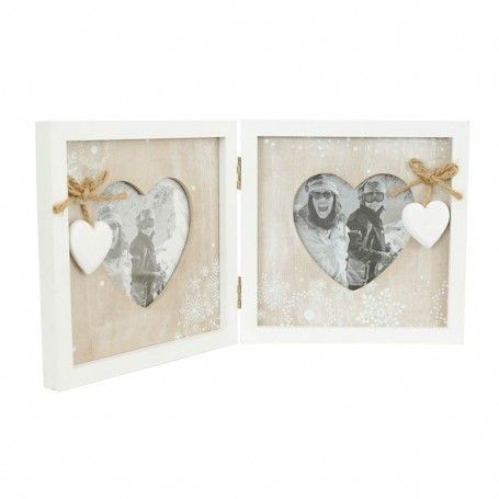 Cornice Doppia per Foto con 2 Cuori in Legno