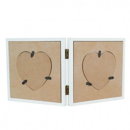 Cornice Doppia per Foto con 2 Cuori in Legno