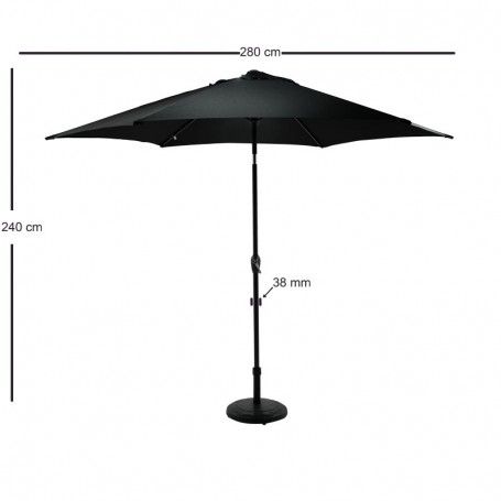 Ombrellone Palo Centrale da Esterno in Alluminio D. 280 cm Nero | QD101