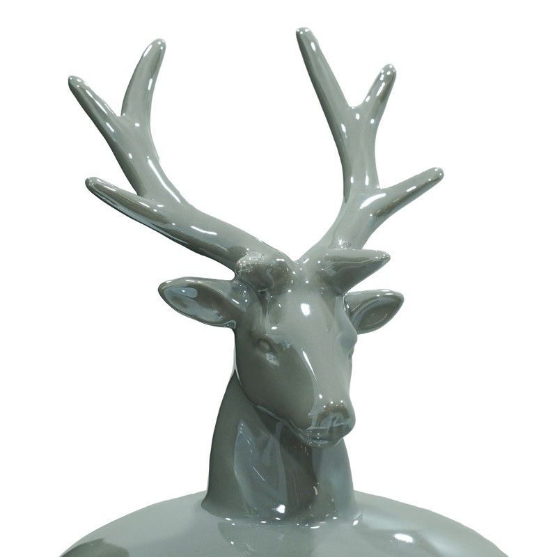 Alzatina Natalizia con Testa di Renna in Ceramica Bianca o Grigia H.31 cm