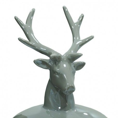 Alzatina Natalizia con Testa di Renna in Ceramica Bianca o Grigia H.31 cm