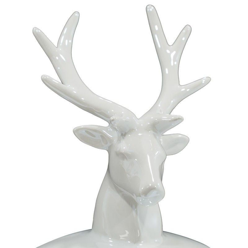 Alzatina Natalizia con Testa di Renna in Ceramica Bianca o Grigia H.31 cm