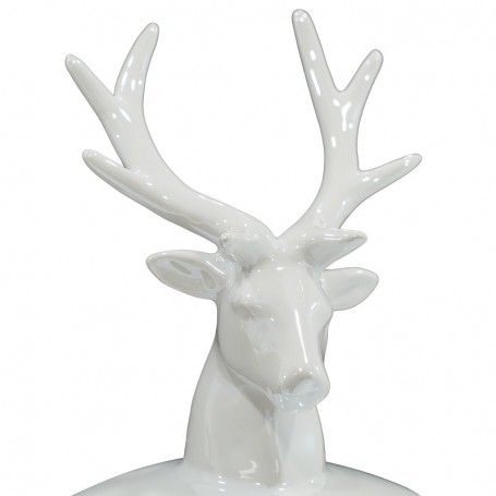 Alzatina Natalizia con Testa di Renna in Ceramica Bianca o Grigia H.31 cm