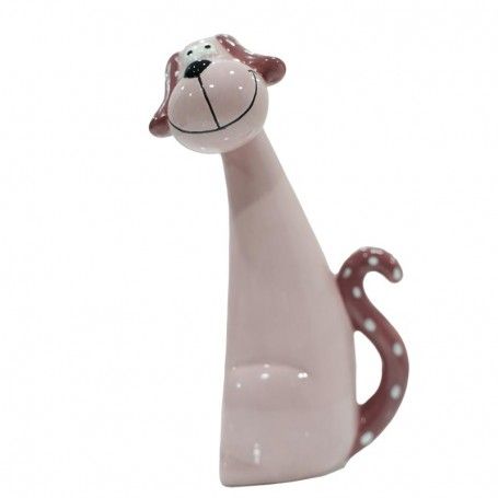Coppia di Cagnolini Rosa e Bordeaux in Ceramica H.16 cm