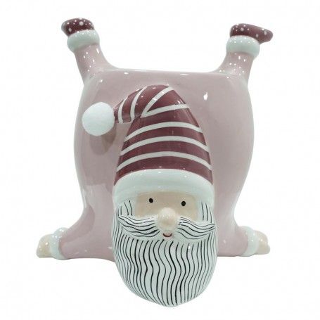 Vaso Babbo Natale Rosa in Ceramica H.20 cm