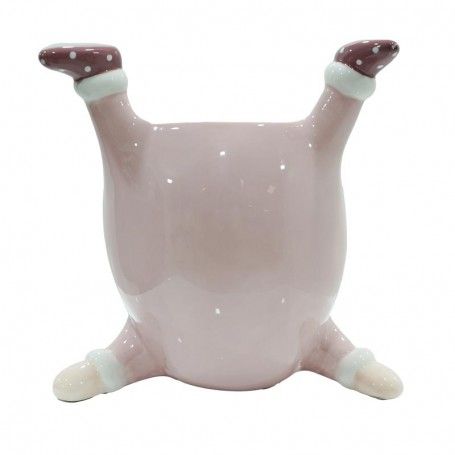 Vaso Babbo Natale Rosa in Ceramica H.20 cm