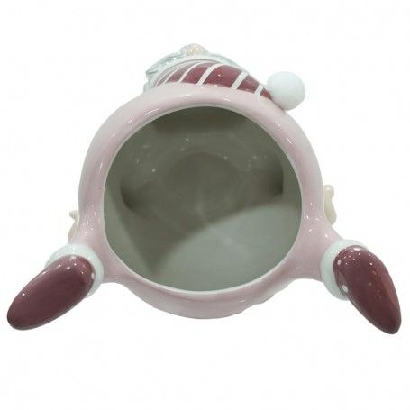 Vaso Babbo Natale Rosa in Ceramica H.20 cm