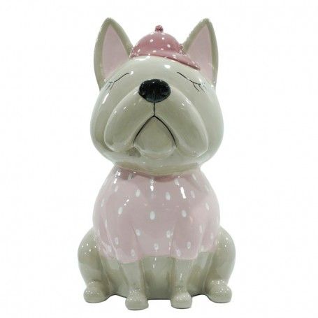 Canagnolino Grigio e Rosa in Ceramica H.14 cm