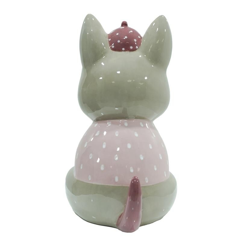 Canagnolino Grigio e Rosa in Ceramica H.14 cm