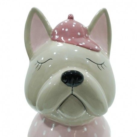 Canagnolino Grigio e Rosa in Ceramica H.14 cm