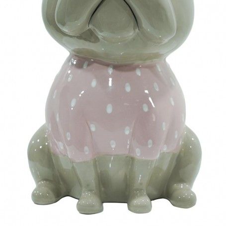 Canagnolino Grigio e Rosa in Ceramica H.14 cm