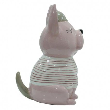 Canagnolino Rosa in Ceramica H.13 cm