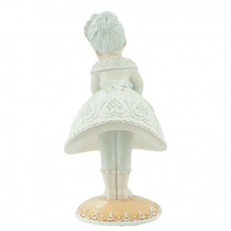 Mamma Natale di Marzapane con Casetta in Resina Rosa e Azzurra H.33 cm