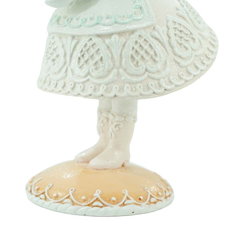 Mamma Natale di Marzapane con Casetta in Resina Rosa e Azzurra H.33 cm