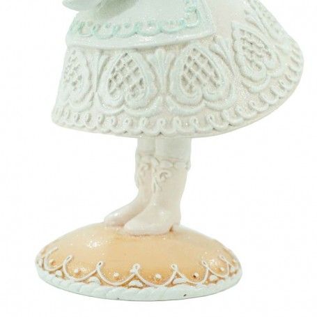 Mamma Natale di Marzapane con Casetta in Resina Rosa e Azzurra H.33 cm