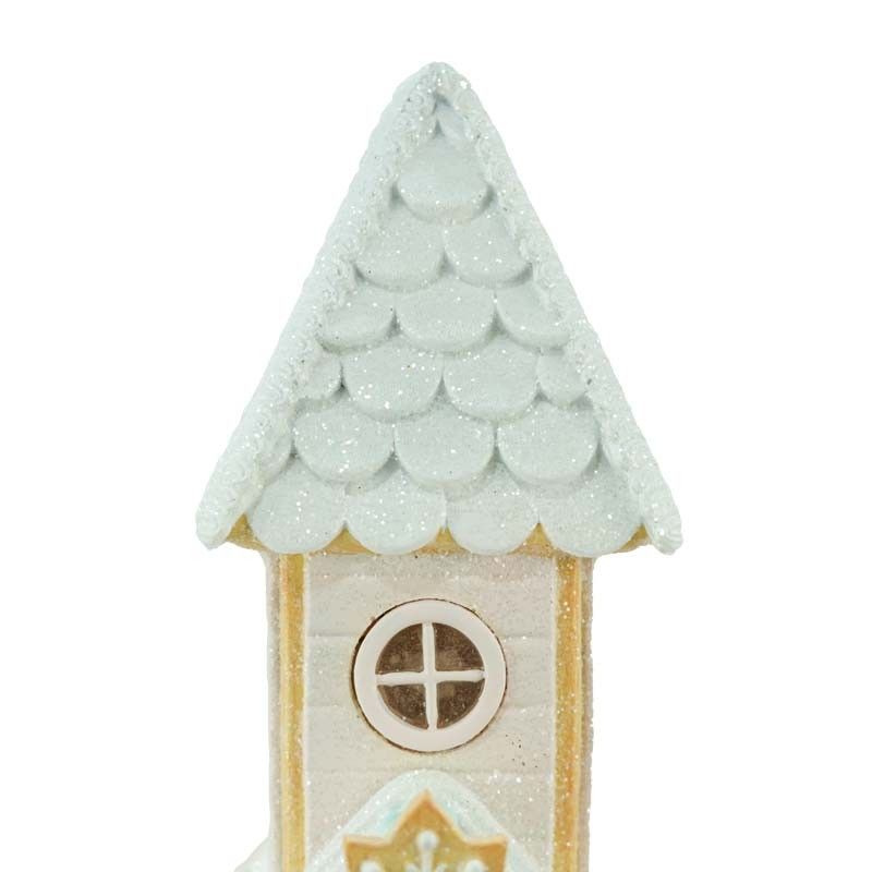 Casetta di Marzapane con Luci Led Rosa in Resina H.38,4 cm