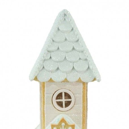 Casetta di Marzapane con Luci Led Rosa in Resina H.38,4 cm