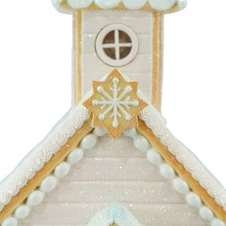 Casetta di Marzapane con Luci Led Rosa in Resina H.38,4 cm