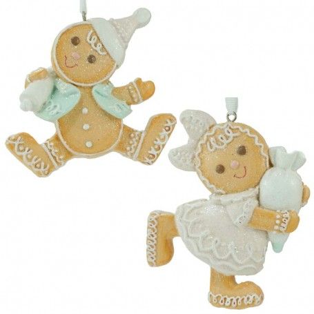Biscotti di Marzapane Boy&Girl in Resina H.10 cm Set 2 Pz