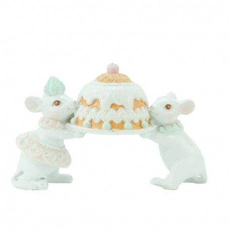 Topini con Torta in Resina H.9 cm