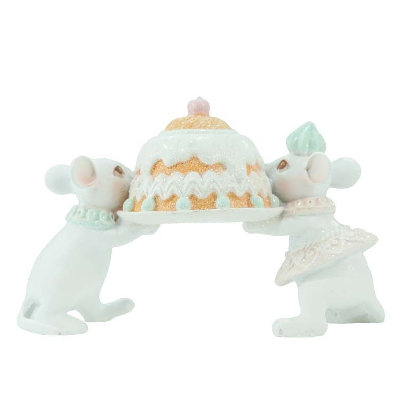 Topini con Torta in Resina H.9 cm