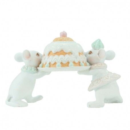 Topini con Torta in Resina H.9 cm