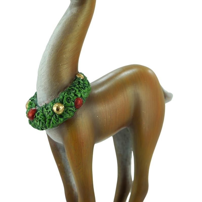 Renna Natalizia con Corna Oro su Piedistallo in Resina H.53,2 cm