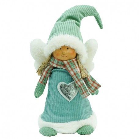 Fatina Natalizia con Abito Verde Acqua e Sciarpa a Quadri 2 Misure