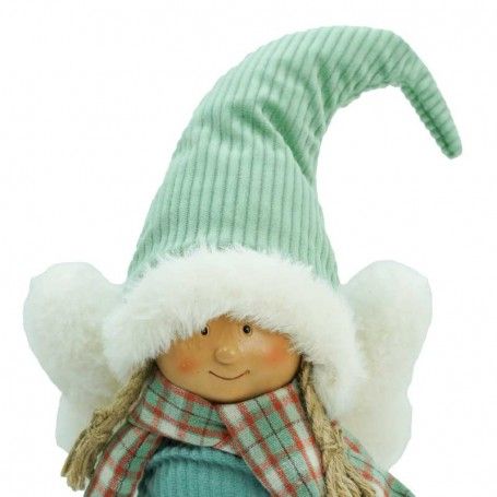 Fatina Natalizia con Abito Verde Acqua e Sciarpa a Quadri 2 Misure