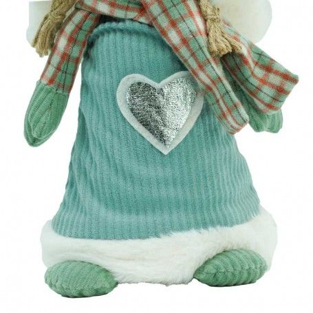 Fatina Natalizia con Abito Verde Acqua e Sciarpa a Quadri 2 Misure