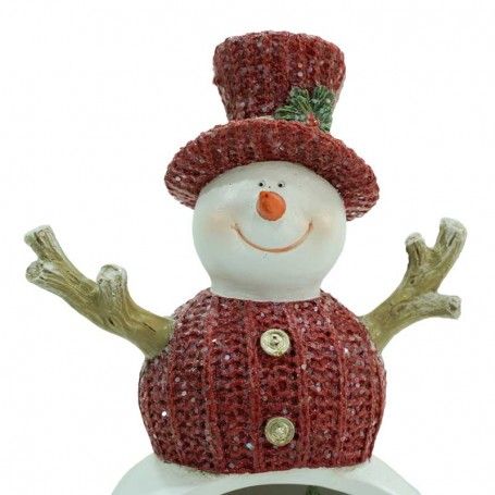 Pupazzo di Neve con Scena Natalizia Interna e Luci led H.18 cm