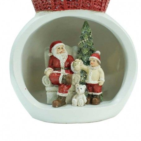 Pupazzo di Neve con Scena Natalizia Interna e Luci led H.18 cm