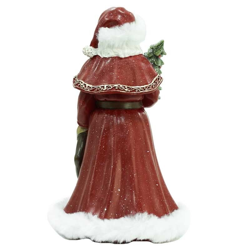 Babbo Natale con Abito Bordeaux e Alberello H.23 cm