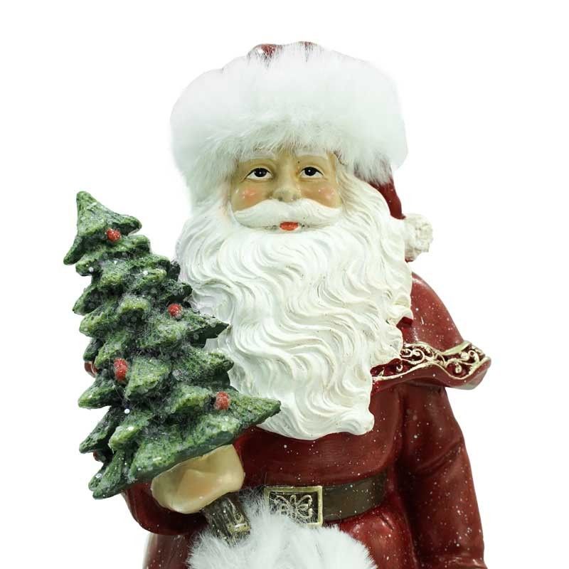 Babbo Natale con Abito Bordeaux e Alberello H.23 cm