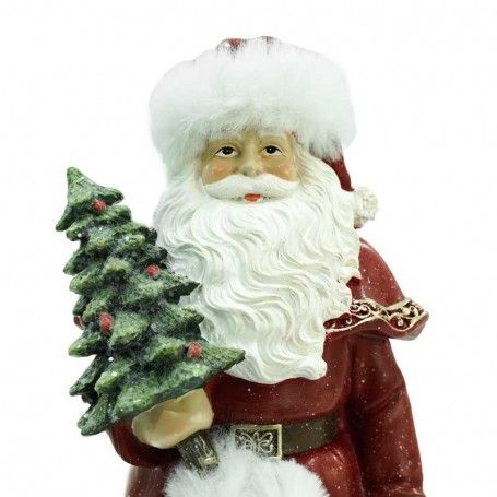 Babbo Natale con Abito Bordeaux e Alberello H.23 cm