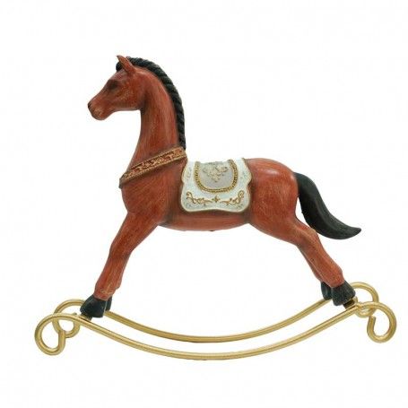 Cavallo Marrone su Dondolo Dorato 2 Misure Cavallo Marrone su Dondolo Dorato 2 Misure