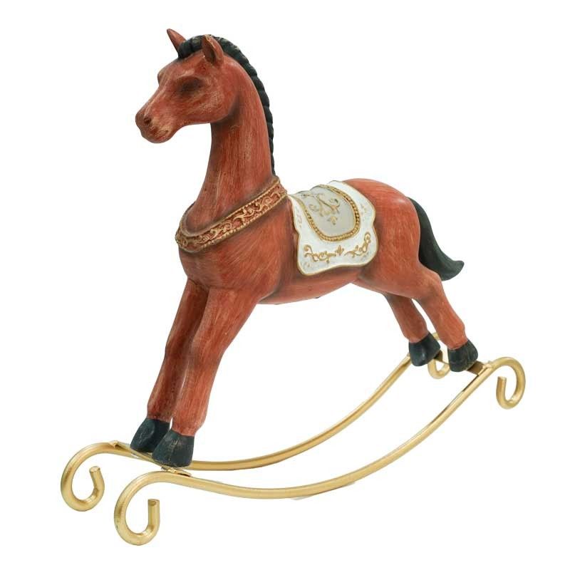 Cavallo Marrone su Dondolo Dorato 2 Misure