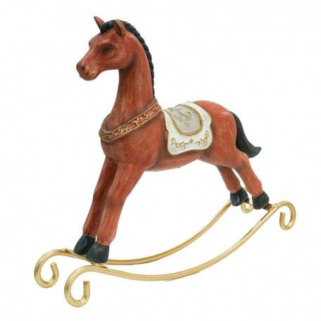 Cavallo Marrone su Dondolo Dorato 2 Misure Cavallo Marrone su Dondolo Dorato 2 Misure
