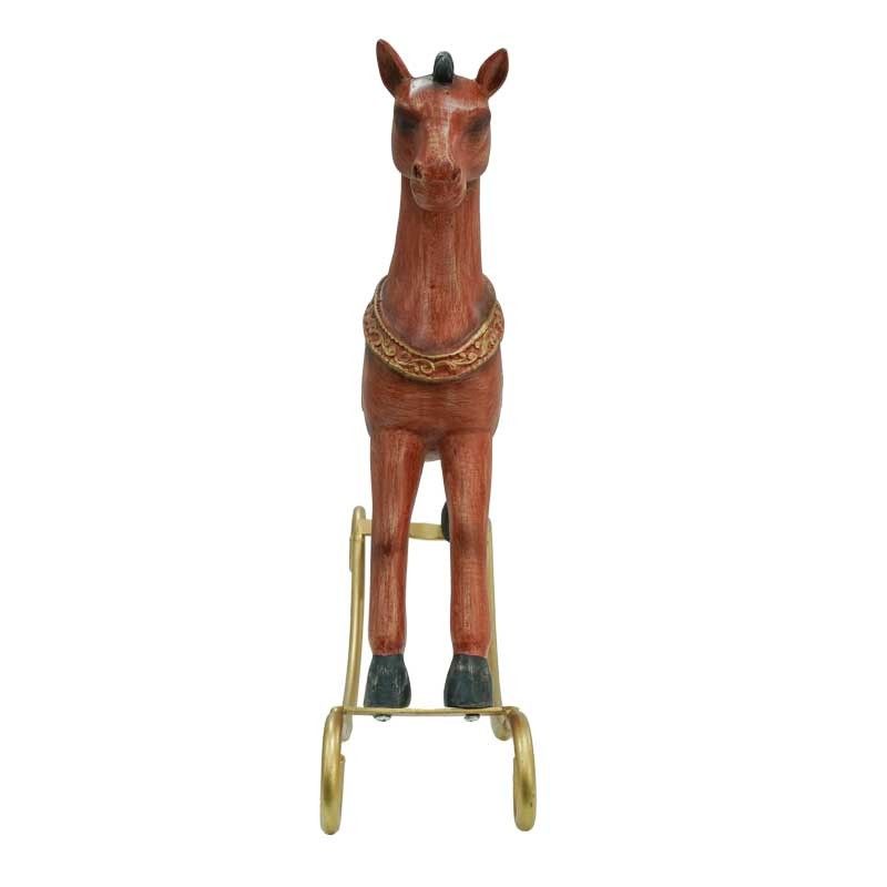 Cavallo Marrone su Dondolo Dorato 2 Misure