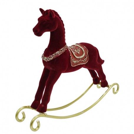 Cavallo a Dondolo Natalizio in Velluto Rosso 2 Misure