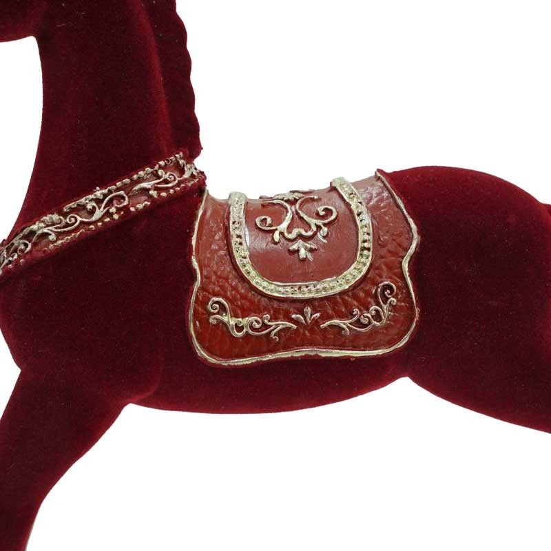 Cavallo a Dondolo Natalizio in Velluto Rosso 2 Misure