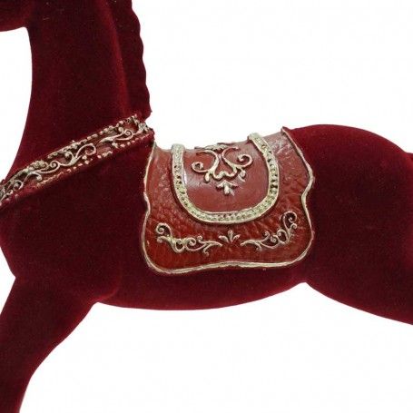 Cavallo a Dondolo Natalizio in Velluto Rosso 2 Misure