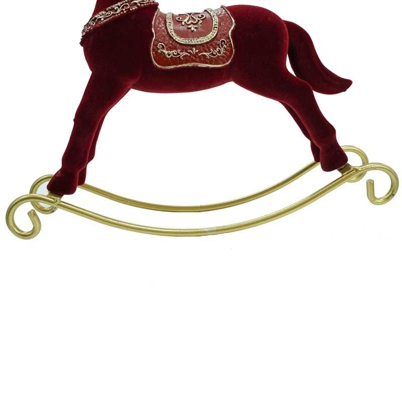 Cavallo a Dondolo Natalizio in Velluto Rosso 2 Misure