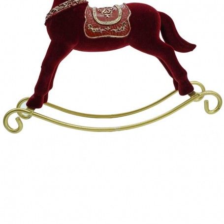 Cavallo a Dondolo Natalizio in Velluto Rosso 2 Misure