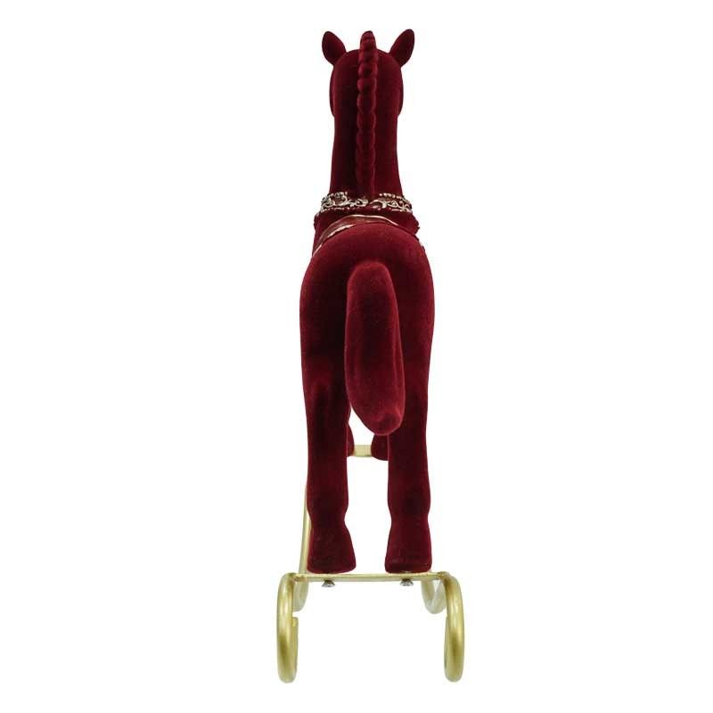 Cavallo a Dondolo Natalizio in Velluto Rosso 2 Misure
