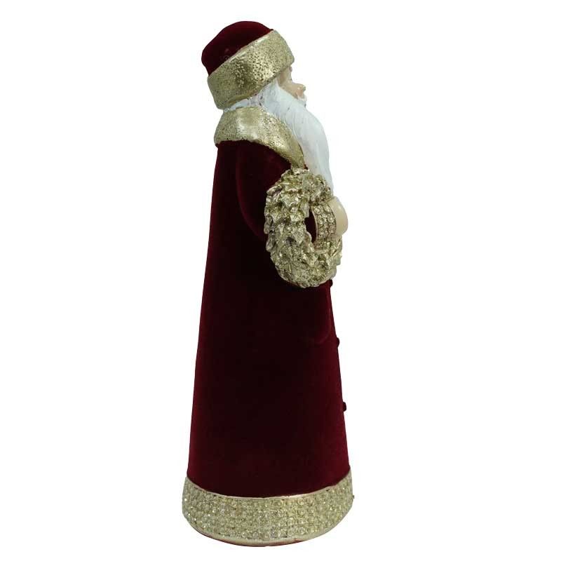Babbo Natale in  Velluto Rosso con Ghirlanda Oro H.25,5 cm